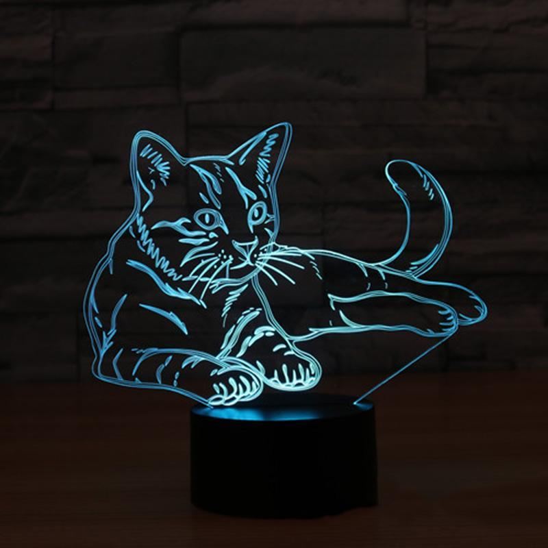 3d illusie kat nachtlampje veranderlijke sfeer led lamp