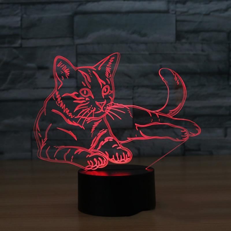 3d illusie kat nachtlampje veranderlijke sfeer led lamp