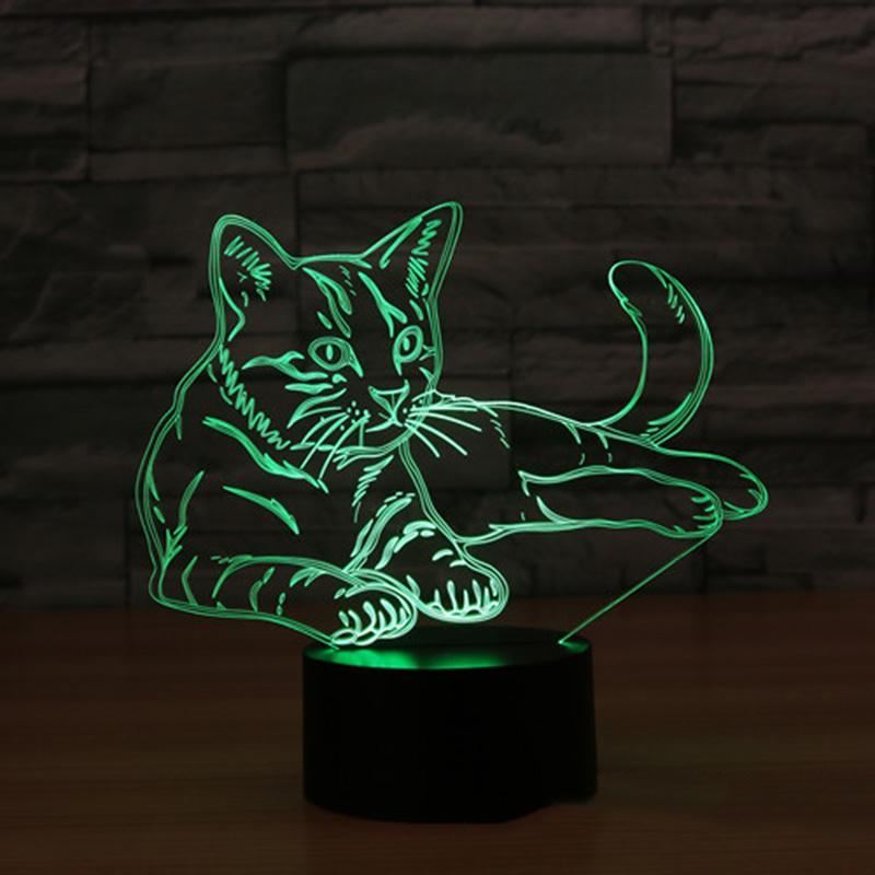 3d illusie kat nachtlampje veranderlijke sfeer led lamp