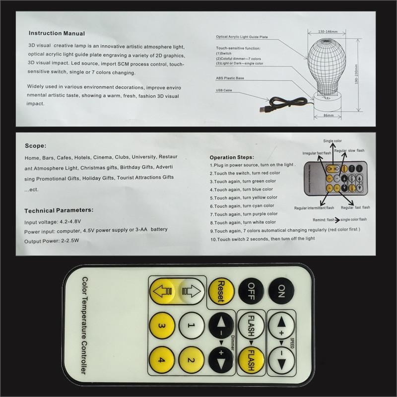 3d kat verwisselbare kleur led-lamp