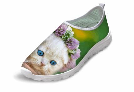 3d schattige kat print platte air mesh schoenen