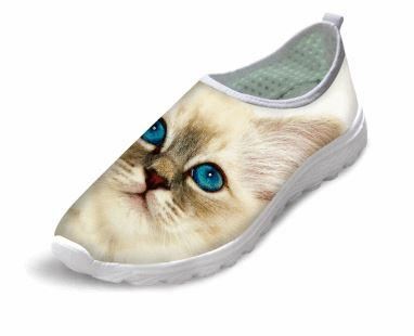 3d schattige kat print platte air mesh schoenen