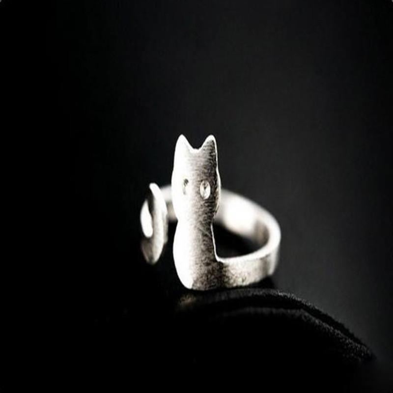 925 zilveren ring met kattenlichaam