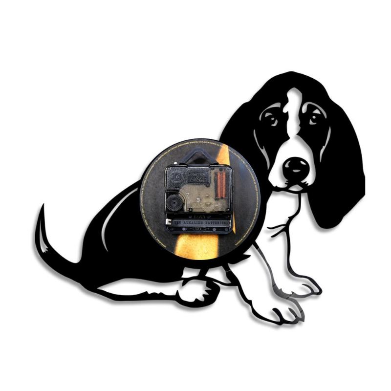 basset hond vinyl record wandklok