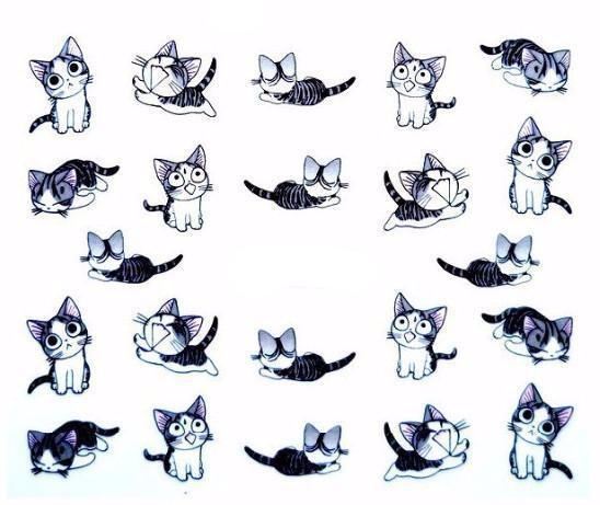 cartoon kat ontwerp nail art stickers