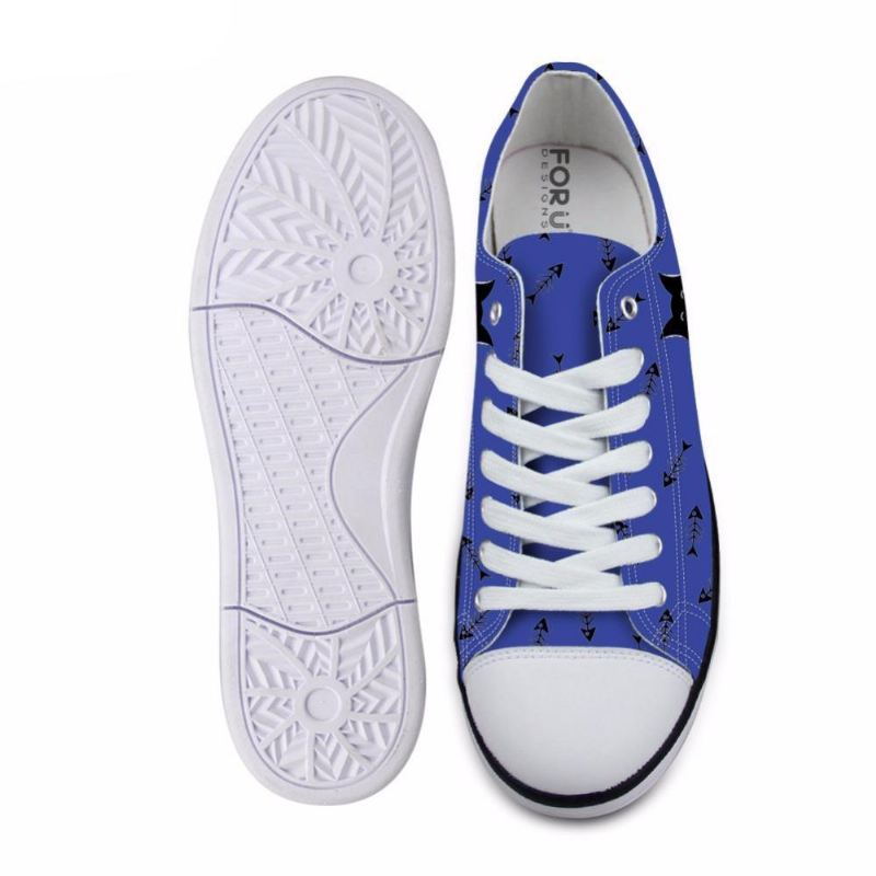 casual canvas vrouwen sneaker smiley kat ontwerp in blauwe schoenen