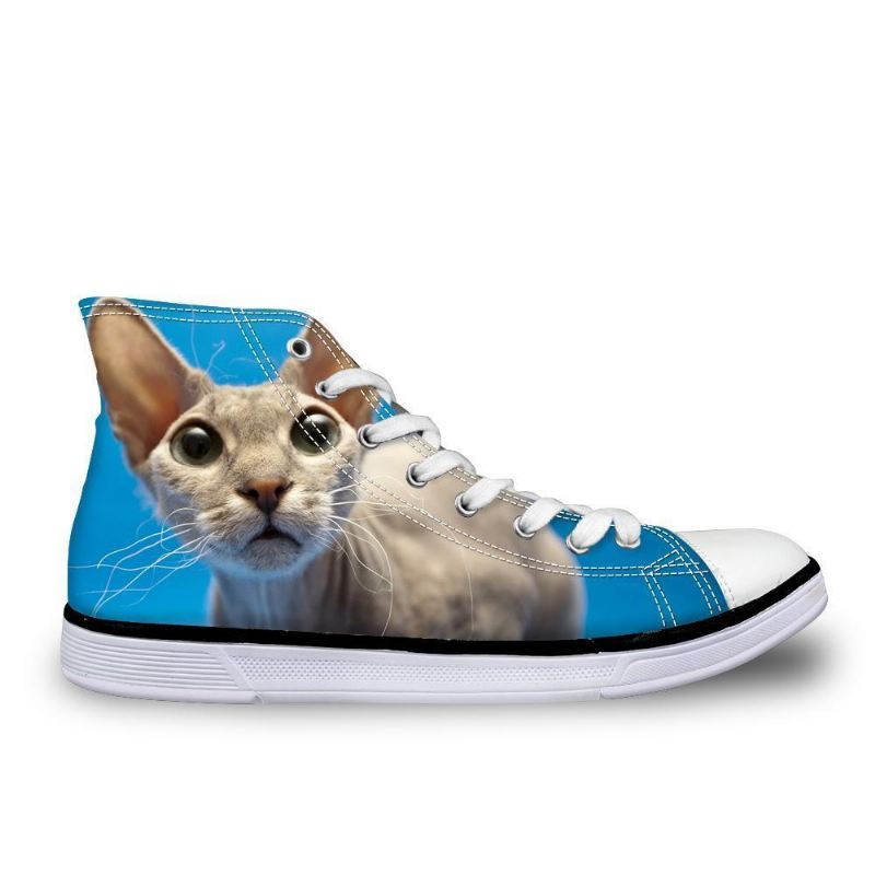 coole haarloze kat bedrukte hoge vintage schoenen