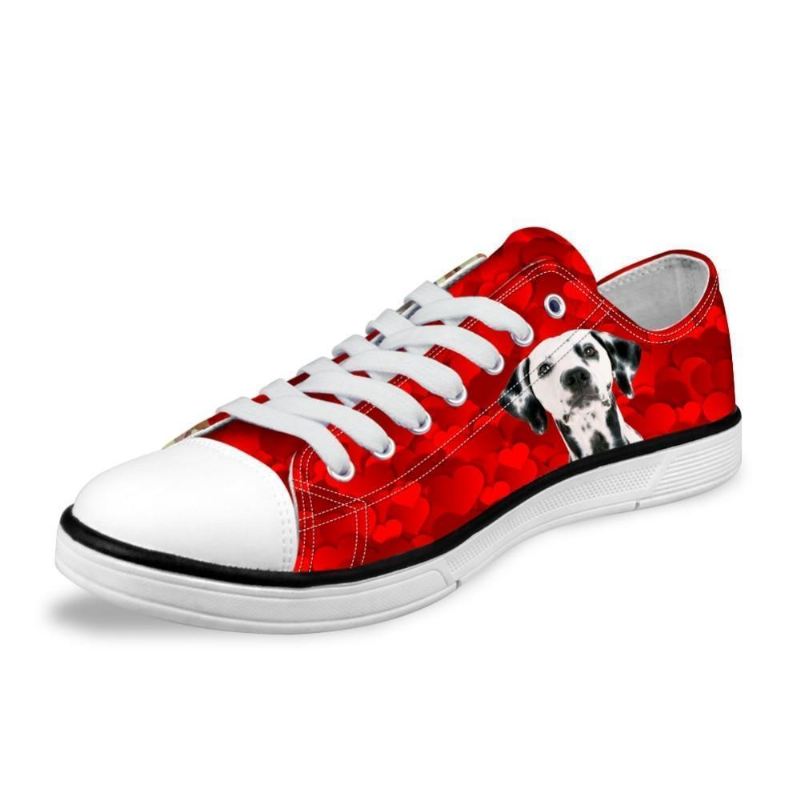 coole willekeurige honden bedrukte lage vintage schoenen