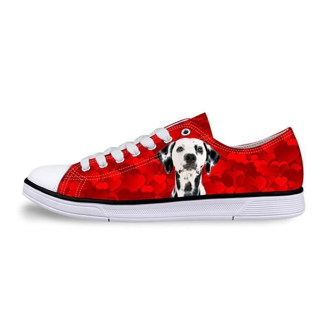 coole willekeurige honden bedrukte lage vintage schoenen