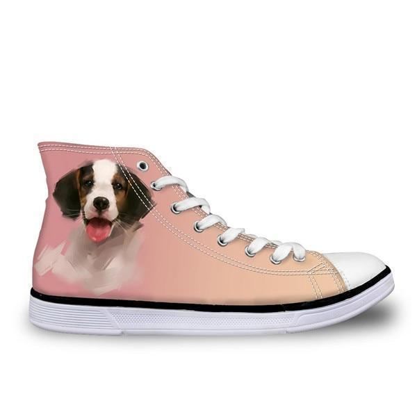 grappige willekeurige hond hoge vrouwen 3d hondenprint schoenen