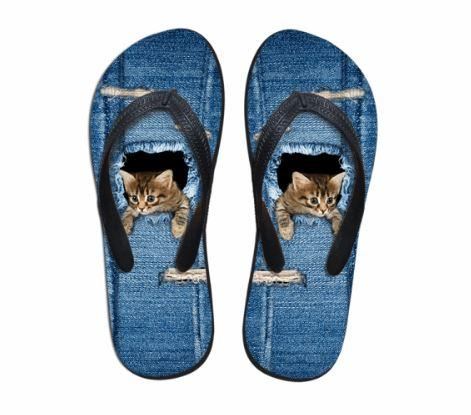 kat afdrukken flip flop slipper sandalen