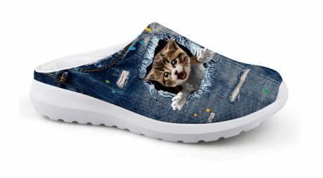 schattige 3d kat afdrukken air mesh strandschoenen