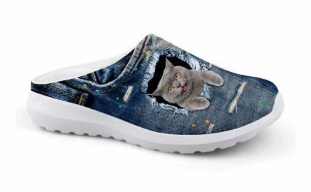 schattige 3d kat afdrukken air mesh strandschoenen