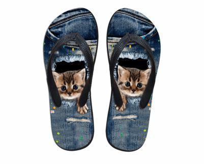 schattige een poot uit kat print slippers slippers