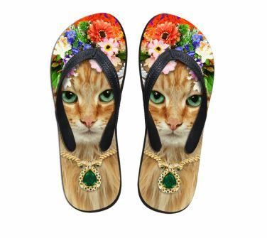 schattige gele kat print strand teenslippers platte slippers