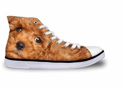 schattige hond afdrukken hoge canvas schoenen