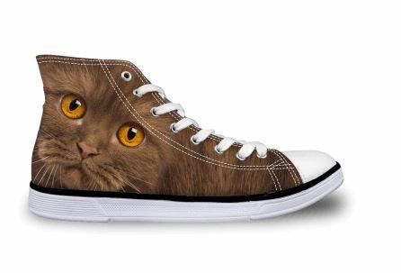 schattige kat afdrukken hoge canvas schoenen