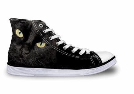 schattige kat afdrukken hoge canvas schoenen