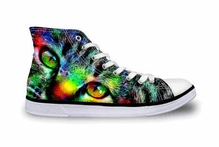 schattige kat afdrukken hoge canvas schoenen