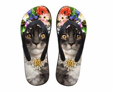 schattige kat print strand teenslippers platte slippers