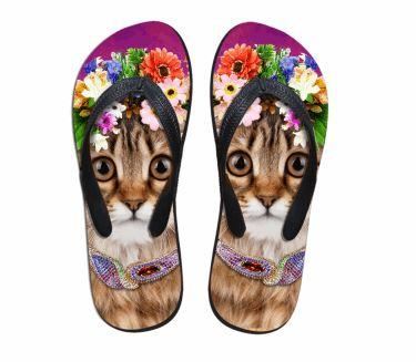 schattige kat print strand teenslippers platte slippers