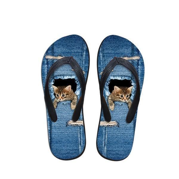 schattige vrouwen kat print strand slippers slipper sandalen