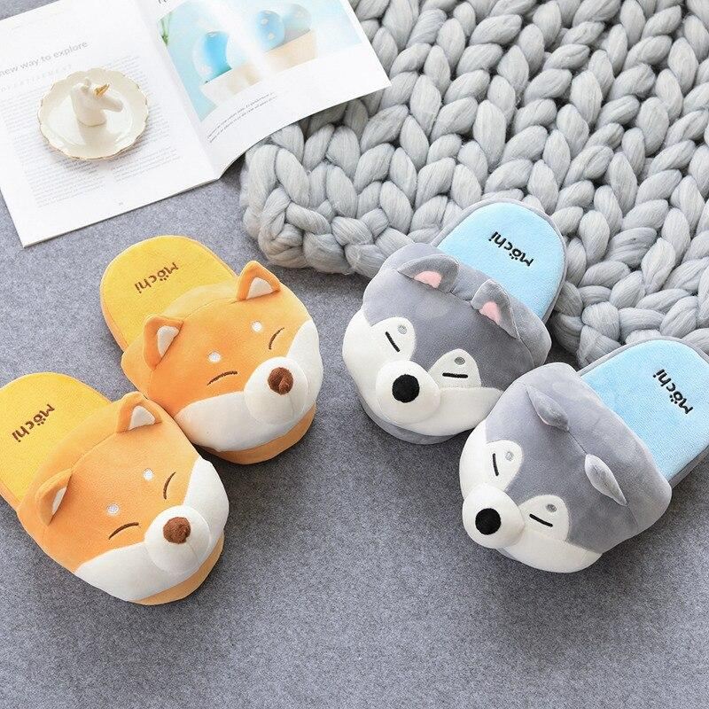 shiba inu en husky pluche pantoffels voor binnenshuis