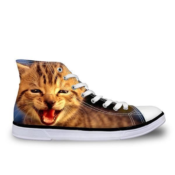 stijlvolle high-top canvas smiley cat schoenen voor dames