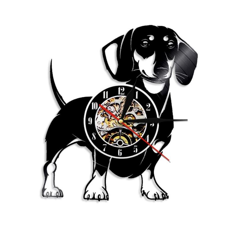 teckel hond vinyl record wandklok