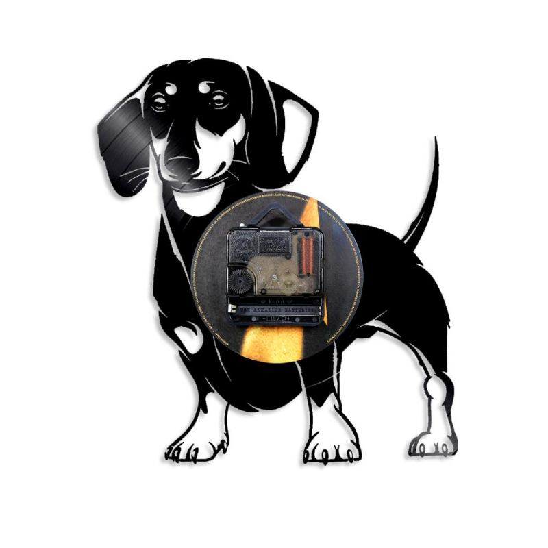 teckel hond vinyl record wandklok