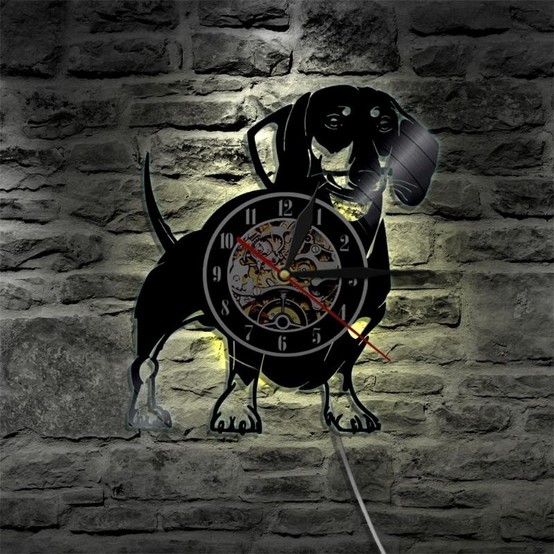 teckel hond vinyl record wandklok