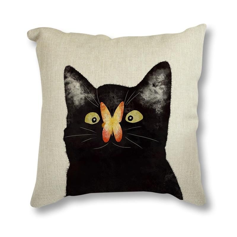 zwarte katten decoratieve kussenhoes