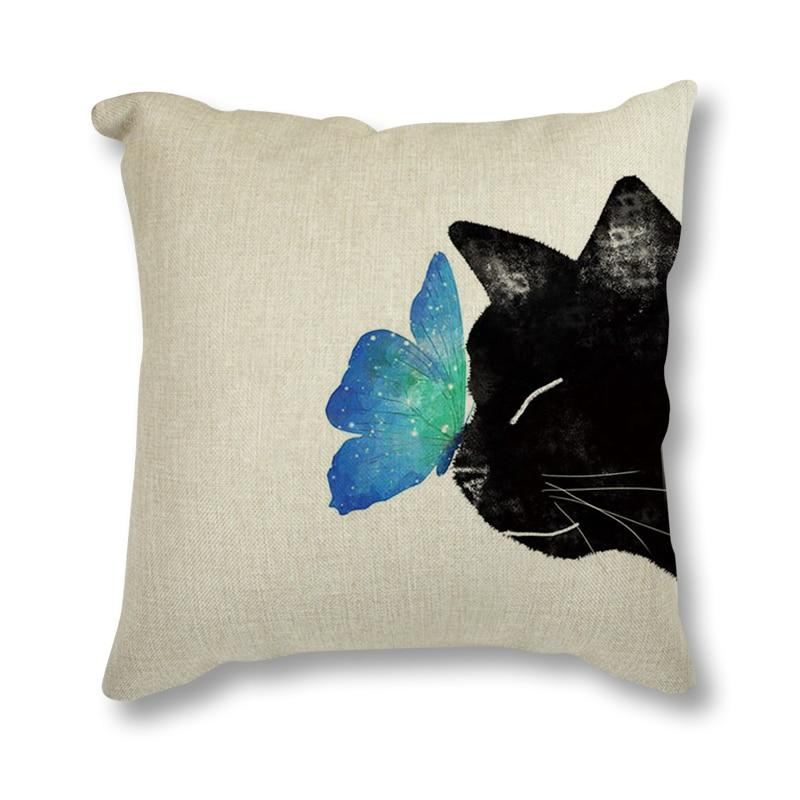 zwarte katten decoratieve kussenhoes