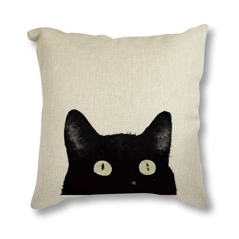 zwarte katten decoratieve kussenhoes